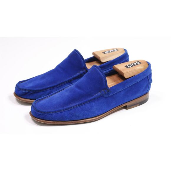 Kiton Napoli Royal Blue Unlined Suede Leather Penny Loafers Men\'s US 7 main image 6